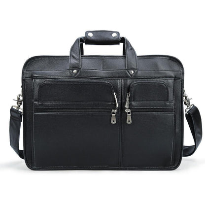 Mens leather briefcase 17 inch laptop bag