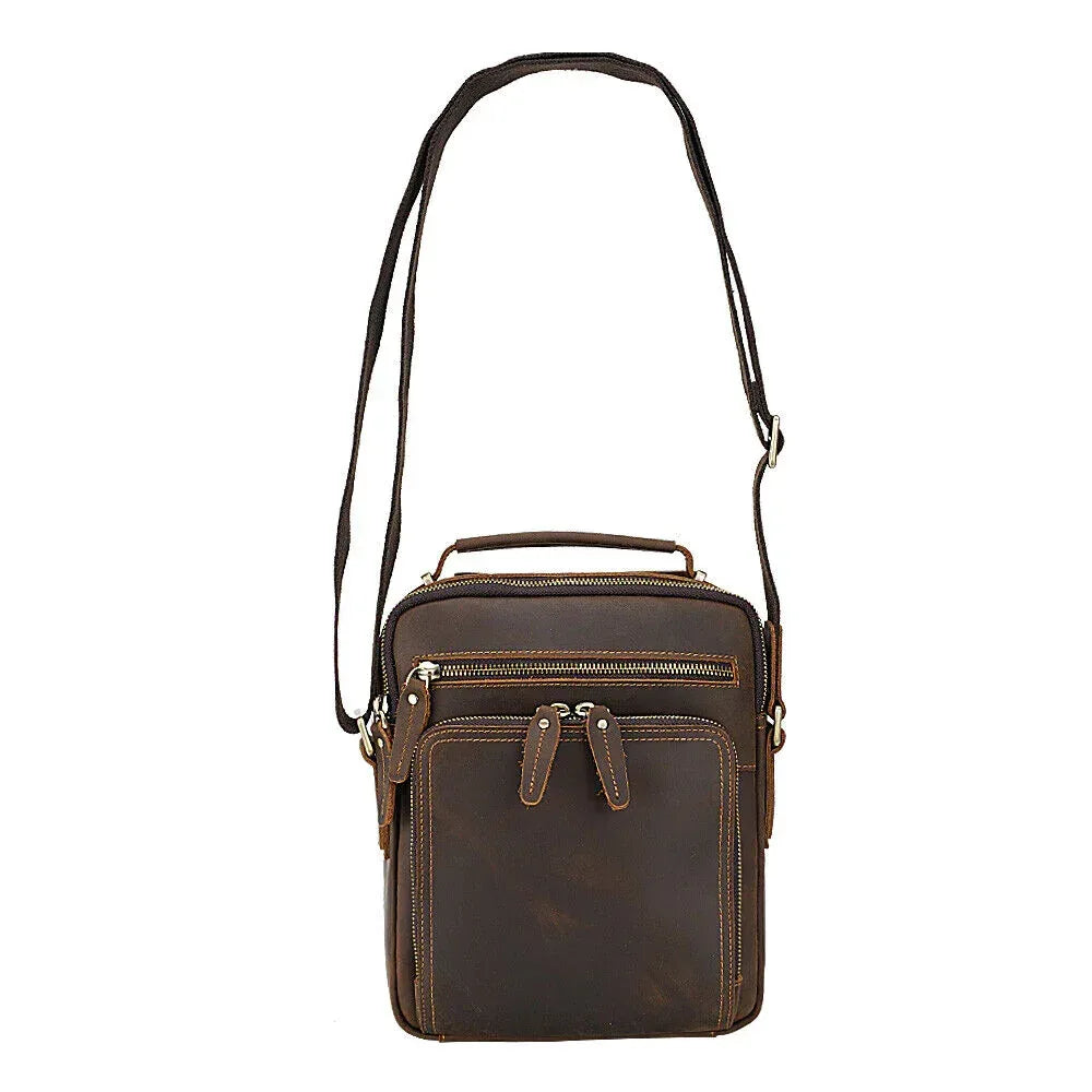 Mens Genuine leather messenger bag crossbody