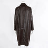 Womens Brown Leather Trench Coat Long Double Breasted