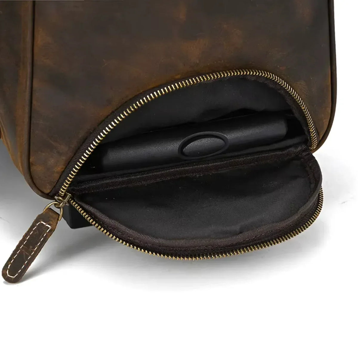 Leather Duffle Bag With Wheels Dark Brown Rolling Travel Bag