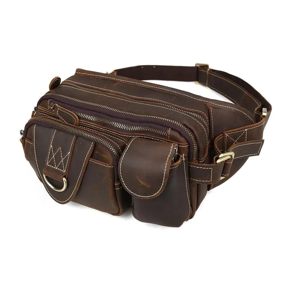Leather Waist Bag for Men Full Grain Genuine Leather Belt Bag