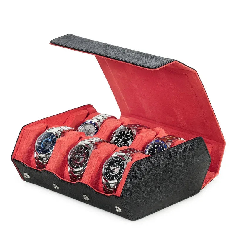 Luxury leather watch box for men 6 slot watch case 4