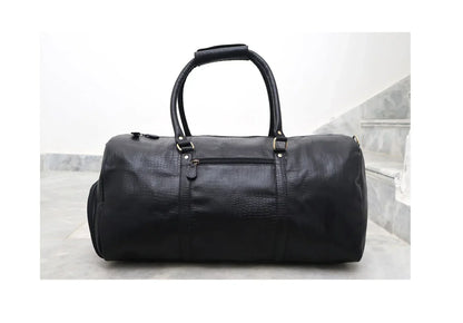 Leather Weekender Bag for Men with Shoe Compartment and Shoulder Strap