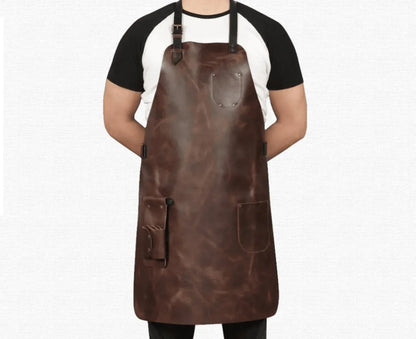 Handmade Unisex woodworking Leather Apron Option 1