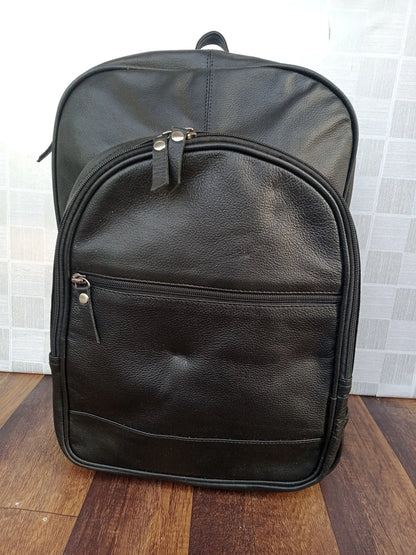Black Leather Laptop Bag for Work and Daily Use