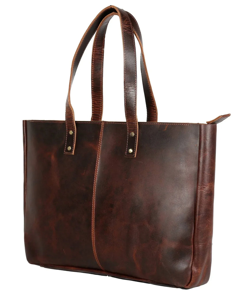 Leather Work Tote for Women Laptop Carry Bag