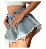 Boho Denim Mini Skirt High Waist Light Wash
