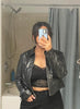Cropped Faux Leather Jacket Women Black Casual Short Fit