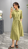 linen midi dress with waist tie breathable summer 1 M