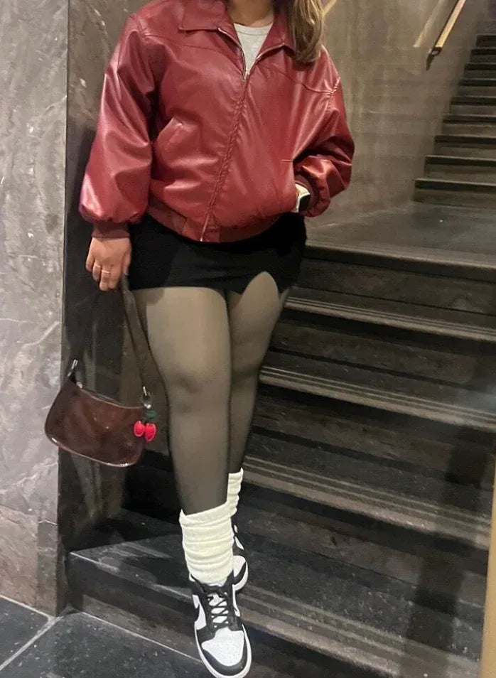 Oversized Faux Leather Jacket Women Baggy Street Style Fit