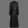 Black Leather Trench Coat Womens Long Belted Double Breasted