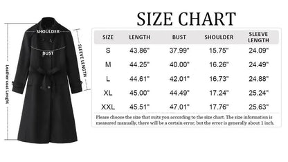 Women's Burgundy Leather Trench Coat