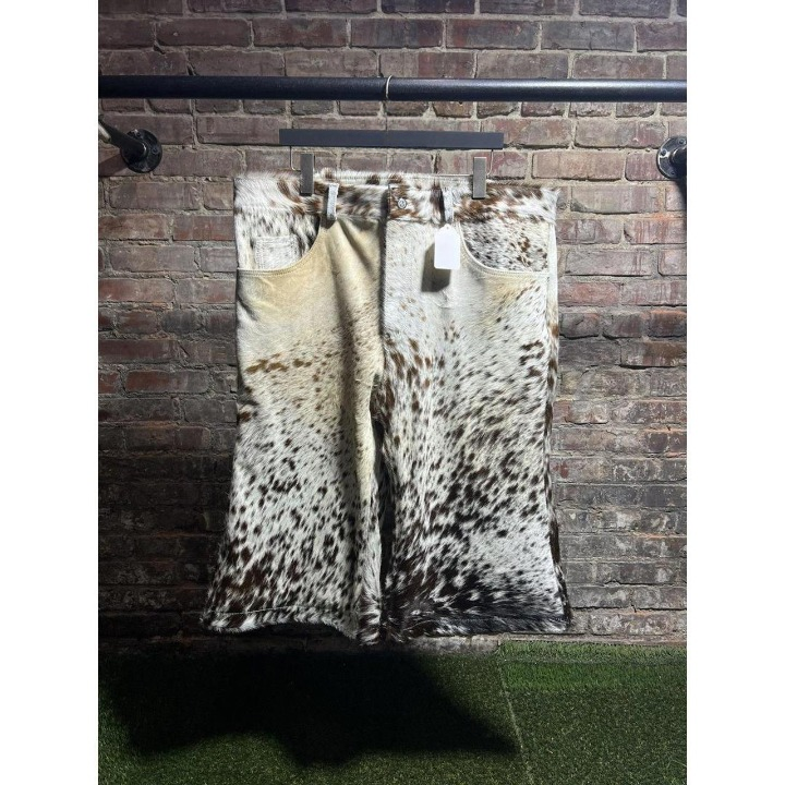 Men Cowhide 3/4 Rodeo Western Shorts