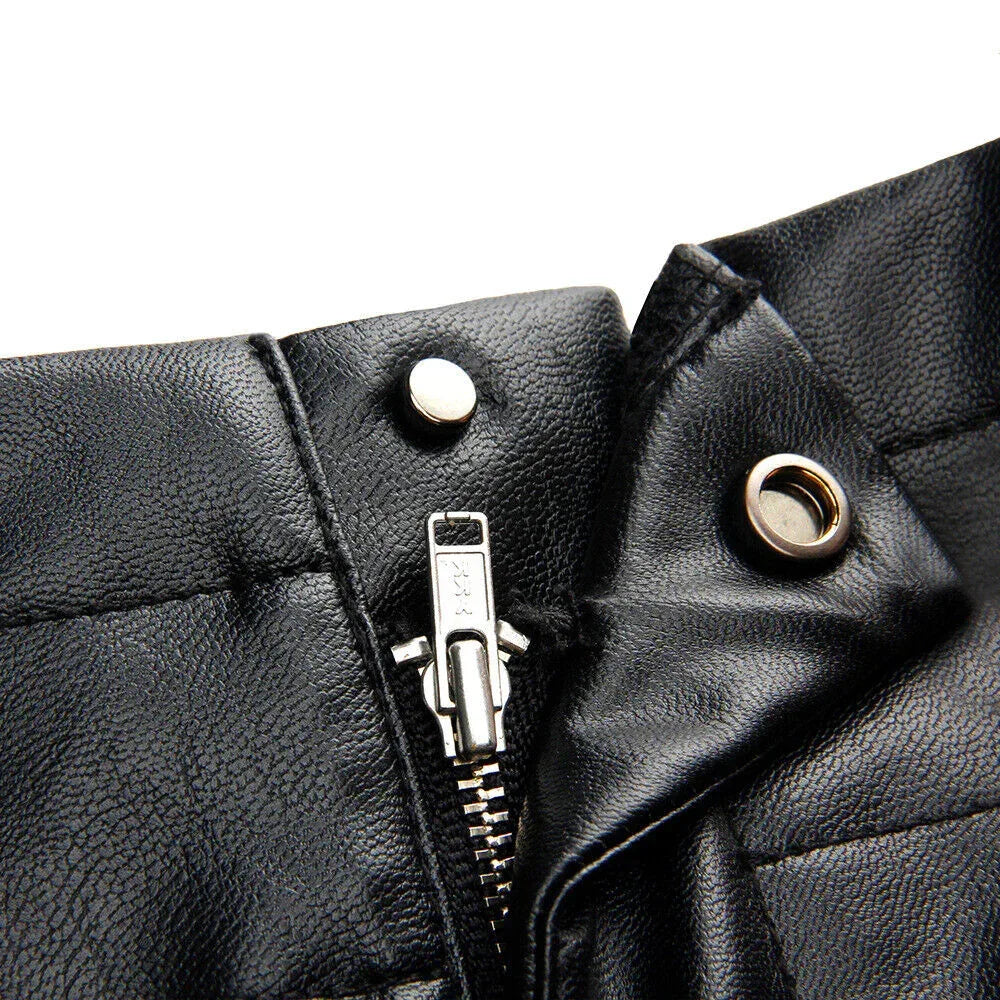 Genuine Leather Shorts Women Loose Wide Leg Cropped