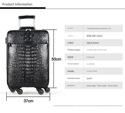 Crocodile Leather Trolley Suitcase for Business & Travel