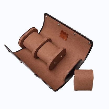 luxury leather watch case with buckle closure