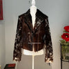 women cowhide leather coat with fringe