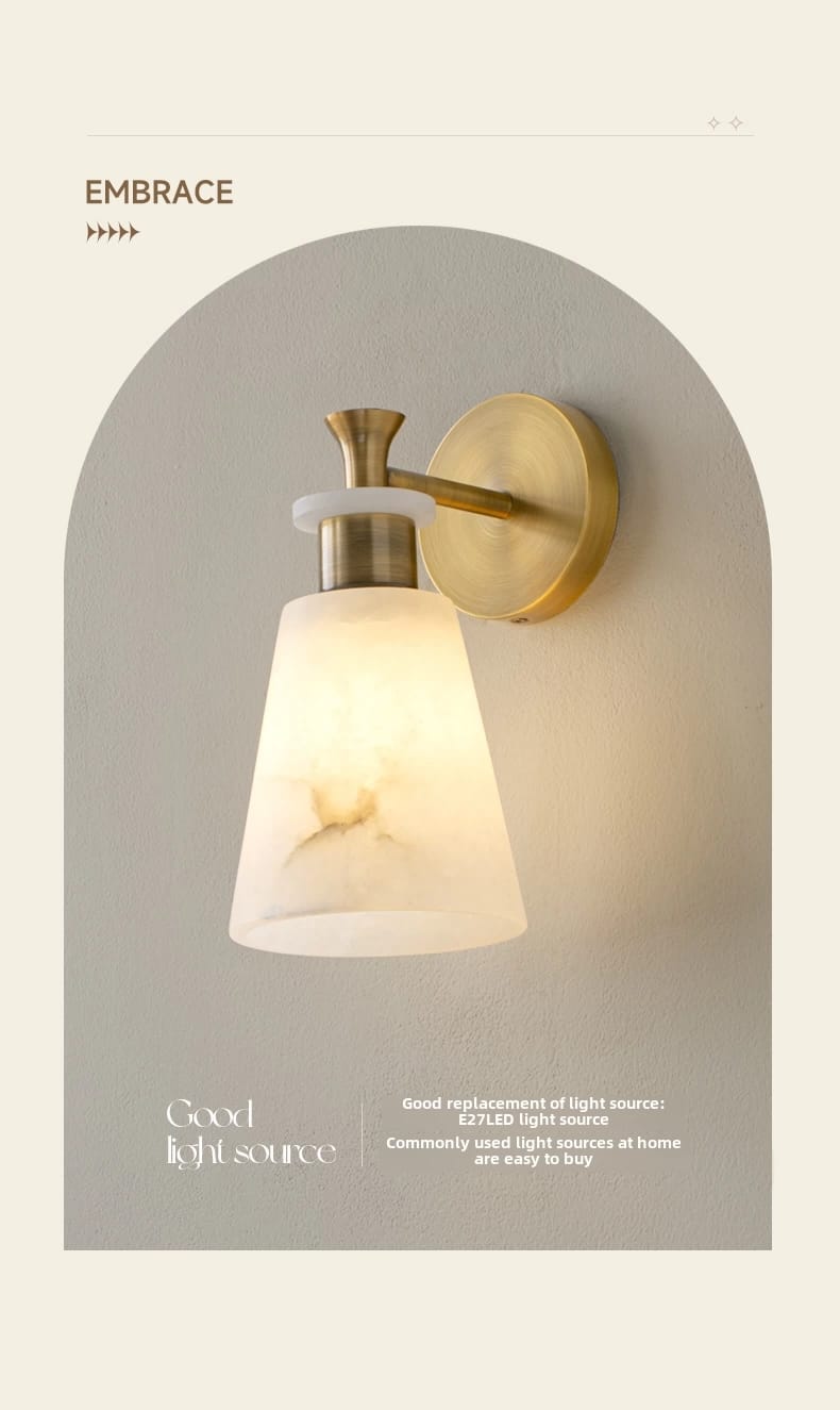 Modern Brass Cloud Stone Wall Lamp Spanish Marble Wall Light