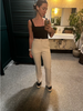 Women's Straight-Leg Beige Trousers