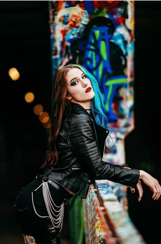 Brown Faux Leather Jacket for Women – Belted Biker Style