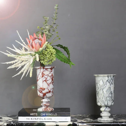 Real Marble Flower Vase for Living Room, Office & Hotel