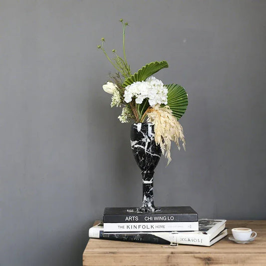 Black and White Marble Vase for Living Room Decor
