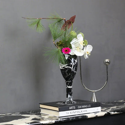 Black and White Marble Vase for Living Room Decor
