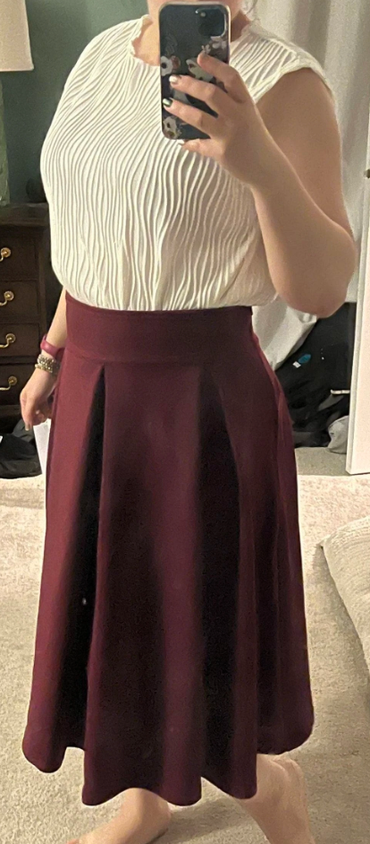 High Waisted Flare Pleated Skirt