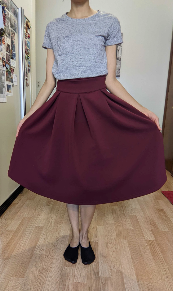 High Waisted Flare Pleated Skirt