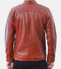 red maroon motorcycle leather jacket mens zip front biker