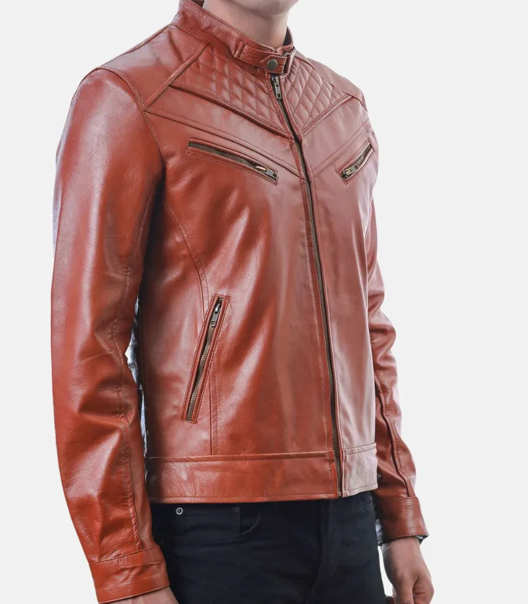 Mens Maroon Leather Jacket – Burgundy Biker Leather Jacket