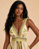 Printed V-Neck Maxi Dress With Ruched Back
