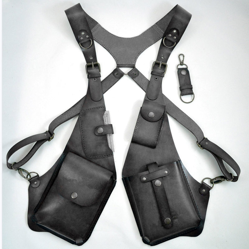 Medieval steampunk shoulder holster wallet harness pu leather 1