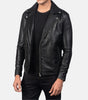 Men’s black leather biker jacket genuine sheepskin