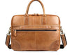 Leather Briefcase with Trolley Sleeve for Men Laptop Office Bag
