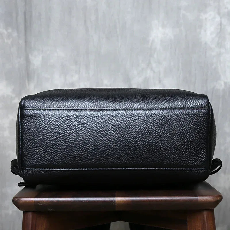 Men's genuine leather laptop travel backpack