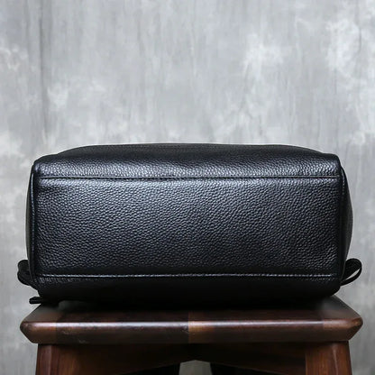 Men's genuine leather laptop travel backpack