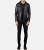 Men’s black leather biker jacket genuine sheepskin