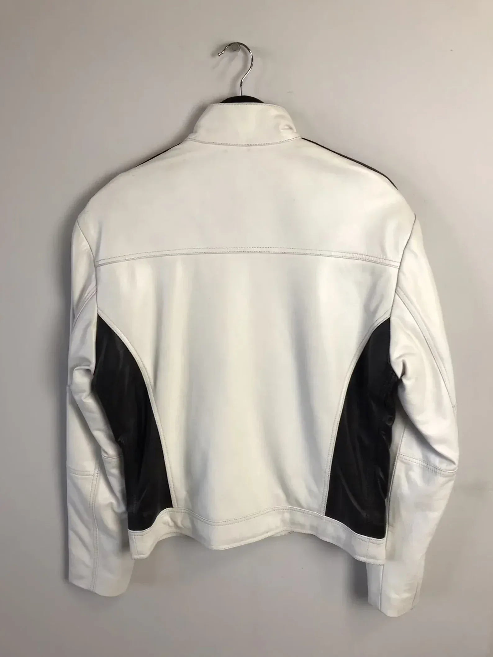 Men's Leather Retro Jacket with Black Panel