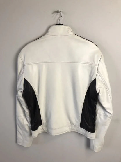 Men's Leather Retro Jacket with Black Panel