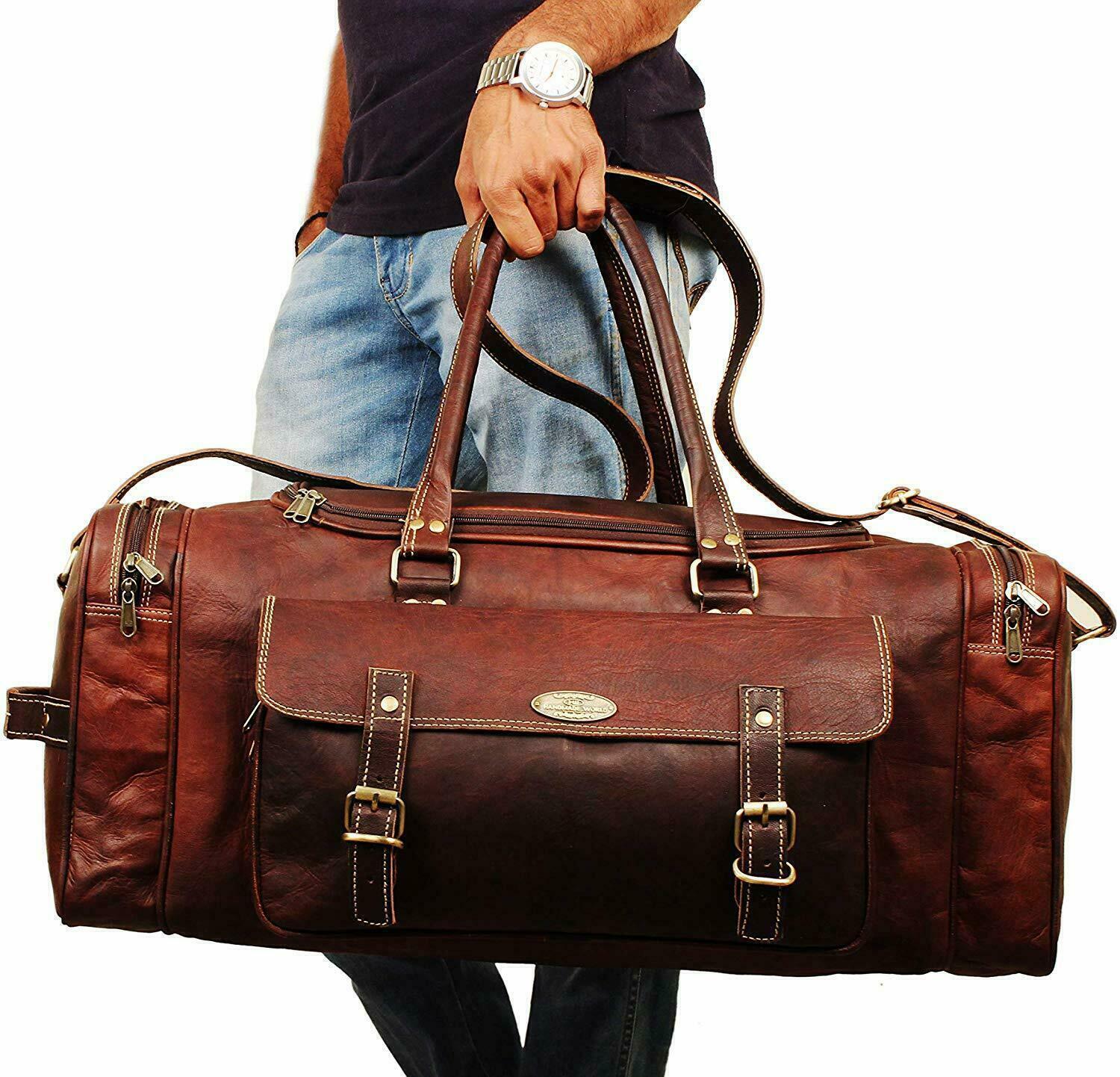 Extra Large Genuine Leather Travel Bag for Men