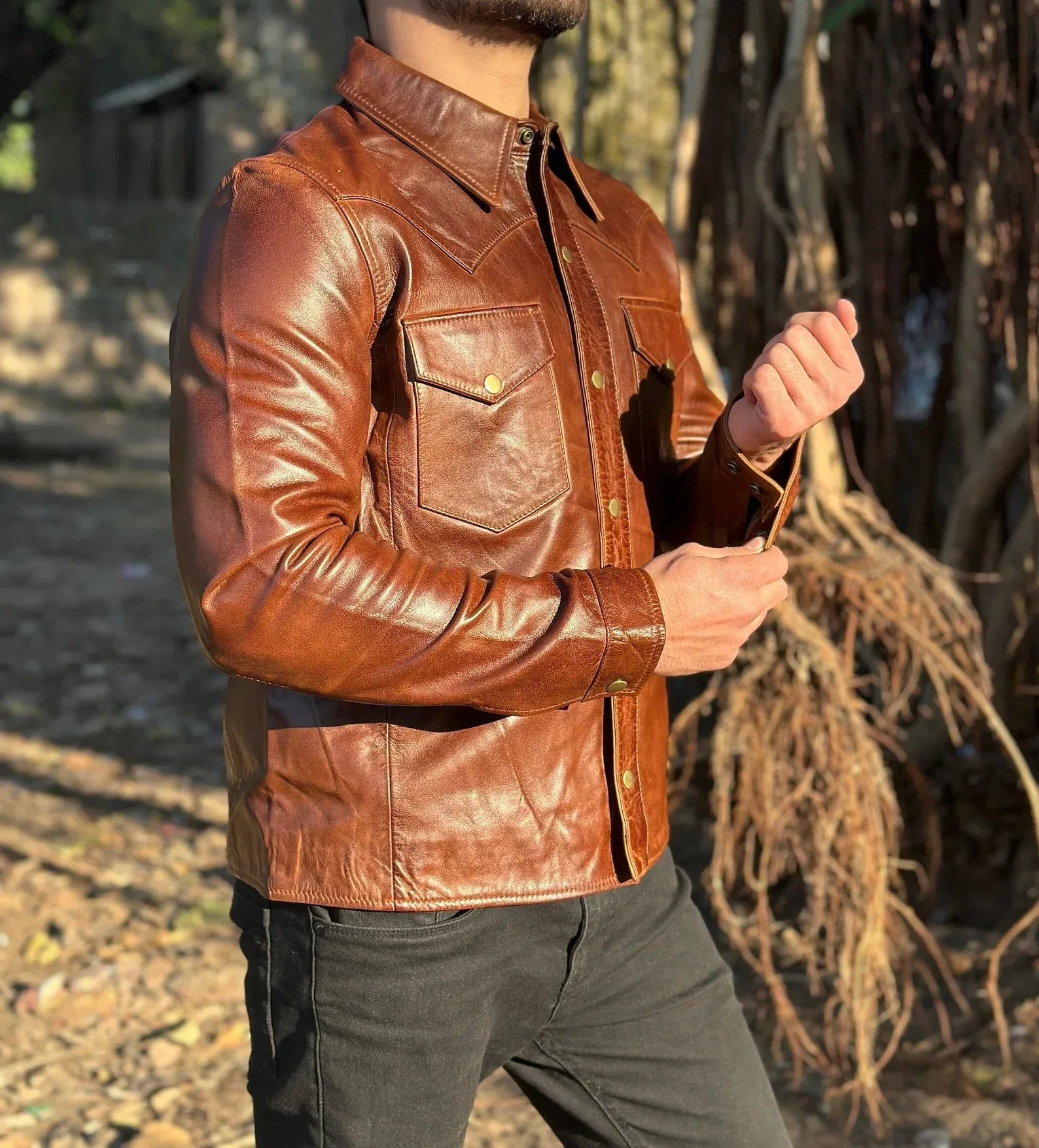 Men Genuine Lambskin Leather Jacket