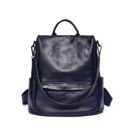 Real Leather Travelling Backpack Black