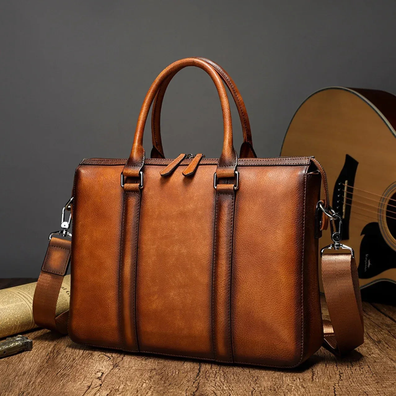 Handmade Real Leather Messenger Briefcase Bag