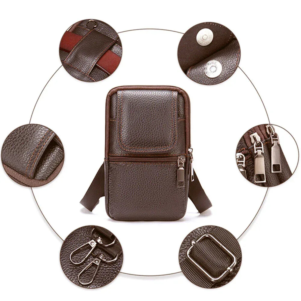 genuine cowhide leather phone holster crossbody bag