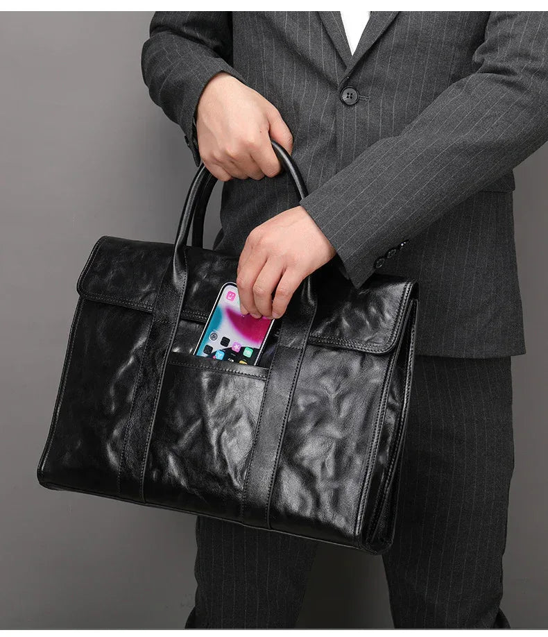Men’s Leather Business Briefcase Laptop Bag