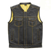 Mens Biker Vest – Black Leather Motorcycle Vest