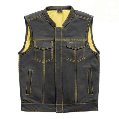 Mens Biker Vest – Black Leather Motorcycle Vest