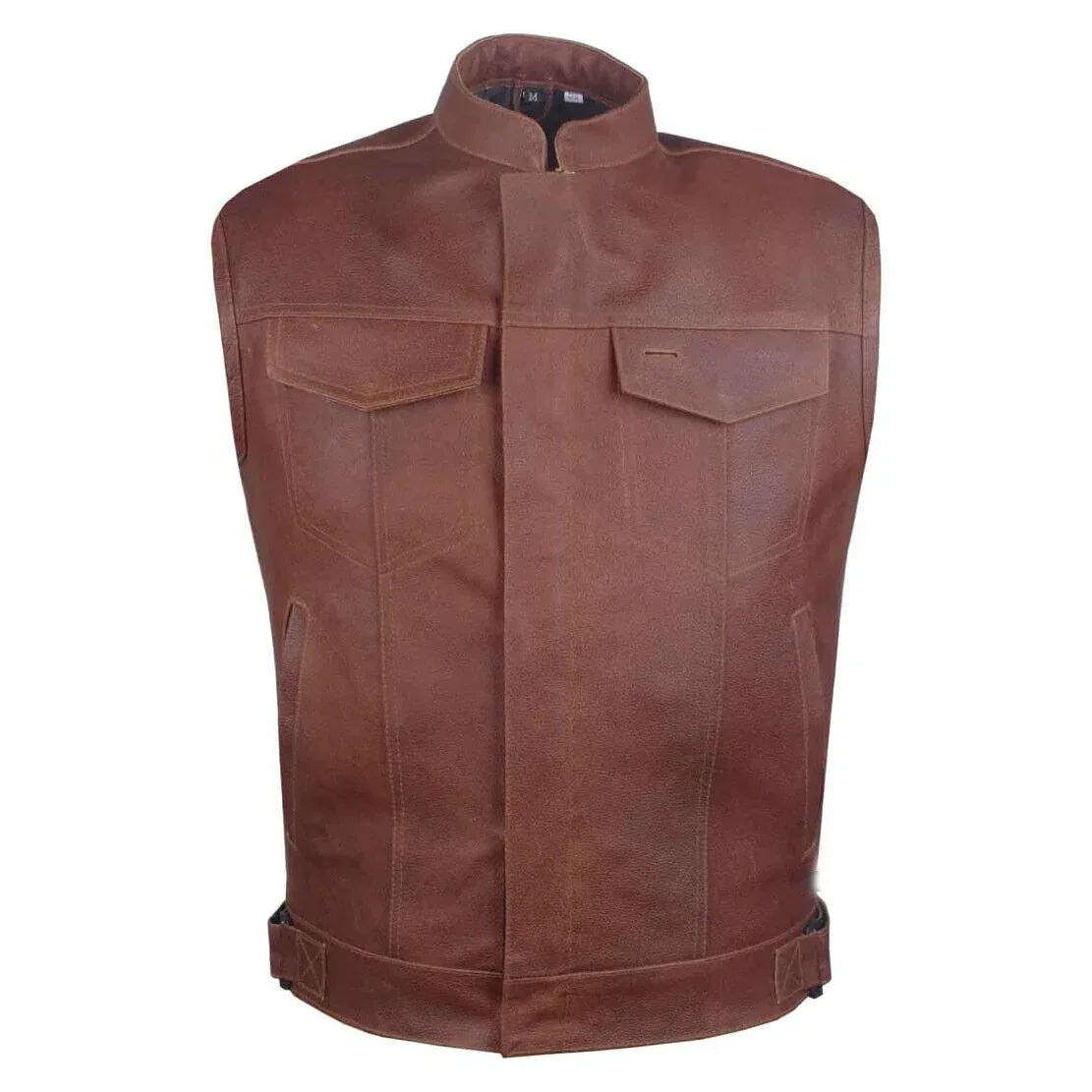 Mens Brown Leather Vest – Leather Waistcoat Men