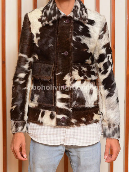 Long Sleeve Hair On Cowhide Jacket